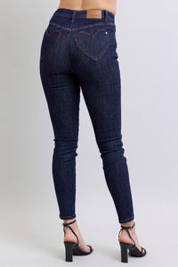 Judy Blue Heart Shaped Pockets Blue Denim Skinny Jeans