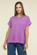 Load image into Gallery viewer, Zenana Brushed Waffle Exposed Seam Short Sleeve Top
