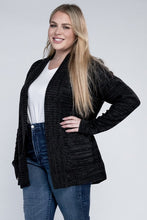 Load image into Gallery viewer, Ambiance Apparel Plus Size Black Open Front Longline Cardigan
