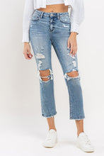 Ladda upp bild till gallerivisning, Lovervet by Flying Monkey Destroyed Cropped Straight Leg Blue Denim Jeans
