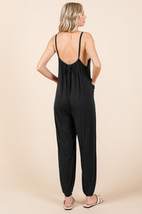 Culture Code Black Deep Plunge Sleeveless Jumpsuit