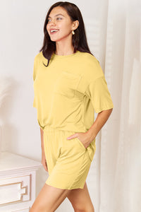 Basic Bae Solid Color Bamboo T-Shirt and Shorts Loungewear Set