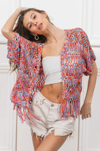 Cargar imagen en el visor de la galería, BiBi Open Front Fringed Crop Knit Cardigan
