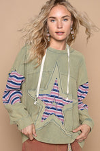 Ladda upp bild till gallerivisning, POL Star Patchwork Raw Edge French Terry Hoodie Top
