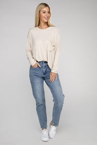 Zenana Stone Washed Soft Ribbed Oversized Relaxed Fit Top