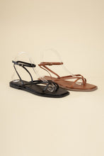 Load image into Gallery viewer, Top Moda Black Strappy Flat Sandals
