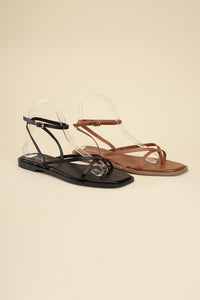 Top Moda Black Strappy Flat Sandals