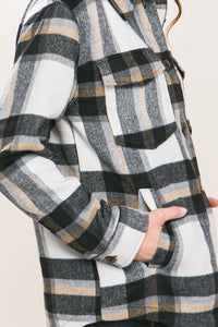 Love Tree Black White Plaid Button Down Shacket