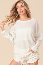 Load image into Gallery viewer, BiBi Off White Drawstring Ruched Back Waffle Knit Top
