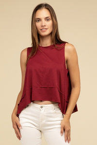 Zenana Asymmetrical Side Slit Sleeveless Top