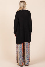 Ladda upp bild till gallerivisning, Mittoshop Black Open Front Long Sleeve Longline Cardigan
