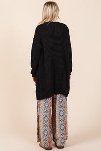 Mittoshop Black Open Front Long Sleeve Longline Cardigan