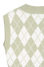 Ladda upp bild till gallerivisning, Lilou Green Argyle Yarn Dyed Knit Sweater Vest
