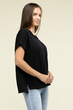 Load image into Gallery viewer, Zenana Brushed Waffle Exposed Seam Short Sleeve Top
