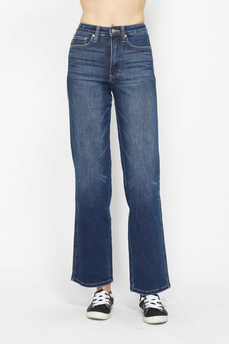 Judy Blue Tummy Control Washed Blue Denim Straight Leg Denim Jeans