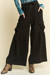 Davi & Dani Black Wide Leg Cargo Pants