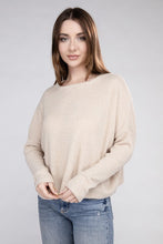 Load image into Gallery viewer, Zenana Seam Detailed Long Dolman Sleeve Cropped Ribbed Knit Top
