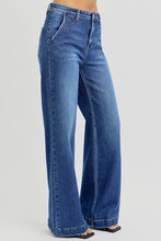 Ladda upp bild till gallerivisning, RISEN High Rise Slanted Pocket Wide Leg Blue Denim Jeans
