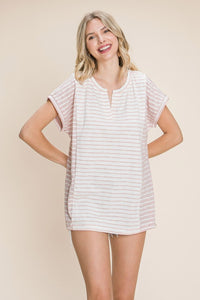 Cotton Bleu by Nu Label Striped Short Sleeve Top