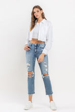 Ladda upp bild till gallerivisning, Lovervet by Flying Monkey Destroyed Cropped Straight Leg Blue Denim Jeans
