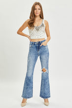 Ladda upp bild till gallerivisning, RISEN High Waisted Distressed Blue Denim Flared Leg Jeans
