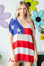 Load image into Gallery viewer, First Love USA Flag Drop Shoulder Knit Top
