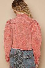 Ladda upp bild till gallerivisning, POL Raw Hem Button Down Cropped Red Denim Jacket
