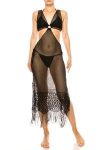 Mermaid Swimwear Super Soft Sheer Crochet Side Cutout Cover Up