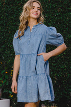 Cargar imagen en el visor de la galería, ODDI Washed Tiered Mini Denim Dress
