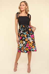 Haptics Solid Floral Contrast Dress