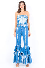 Cargar imagen en el visor de la galería, American Bazi Frayed Edge Blue Washed Denim Corset Top
