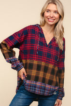 Ladda upp bild till gallerivisning, Haptics Plaid Edge Cut Detail Hooded Top
