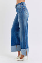 Ladda upp bild till gallerivisning, Judy Blue Distressed High Waist Wide Leg Blue Denim Jeans
