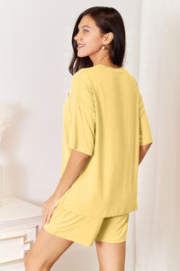 Basic Bae Solid Color Bamboo T-Shirt and Shorts Loungewear Set