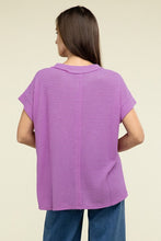 Load image into Gallery viewer, Zenana Brushed Waffle Exposed Seam Short Sleeve Top
