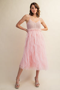 Sweet Generis Tulle Crochet Midi Dress