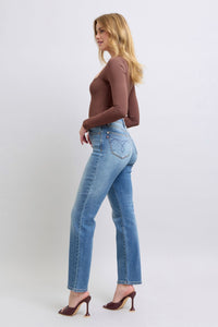 Judy Blue Wash Thermal Wash Straight Leg Blue Denim Jeans