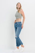 Carregar imagem no visualizador da galeria, Vervet by Flying Monkey Mid Rise Distressed Cropped Flared Leg Blue Denim Jeans
