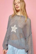 Load image into Gallery viewer, POL Star Patch Long Sleeve Netted Knit Top
