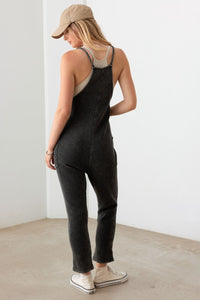 Le Lis Charcoal Waffle Knit Jumpsuit