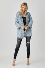 Ladda upp bild till gallerivisning, RISEN Distressed Raw Hem Blue Denim Shirt
