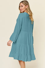 Cargar imagen en el visor de la galería, Double Take Solid Color Textured Tiered Ruffle Hem Dress
