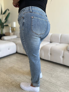 Judy Blue High Waist Cuffed Hem Blue Denim Skinny Jeans