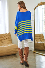 Load image into Gallery viewer, Davi &amp; Dani Multicolor Solid Stripe Contrast Elbow Patch Boxy Relaxed Fit Knit Top
