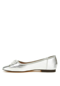 Rag Primrose Metallic Pleather Bow Ballerinas