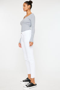 Kancan Mid Rise White Denim Skinny Jeans