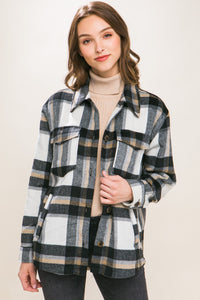 Love Tree Black White Plaid Button Down Shacket