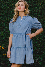 Ladda upp bild till gallerivisning, ODDI Washed Tiered Mini Denim Dress
