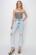 Cargar imagen en el visor de la galería, RISEN High Waisted Distressed Blue Acid Washed Denim Jeans
