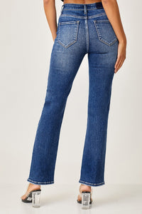 RISEN Mid Rise Straight Leg Blue Washed Denim Jeans